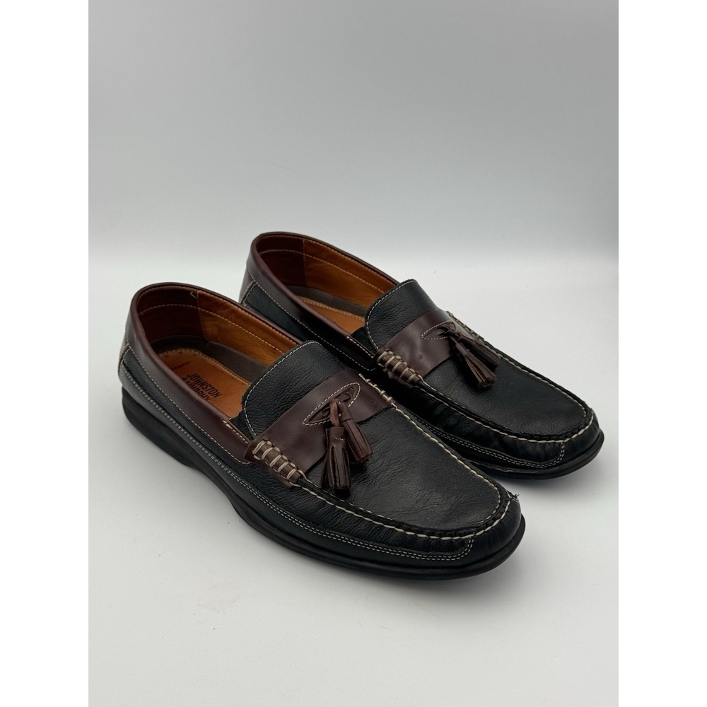 Johnston & Murphy Men's Tassel Loafers Black Brown Leather Sheepskin 10M Brazil